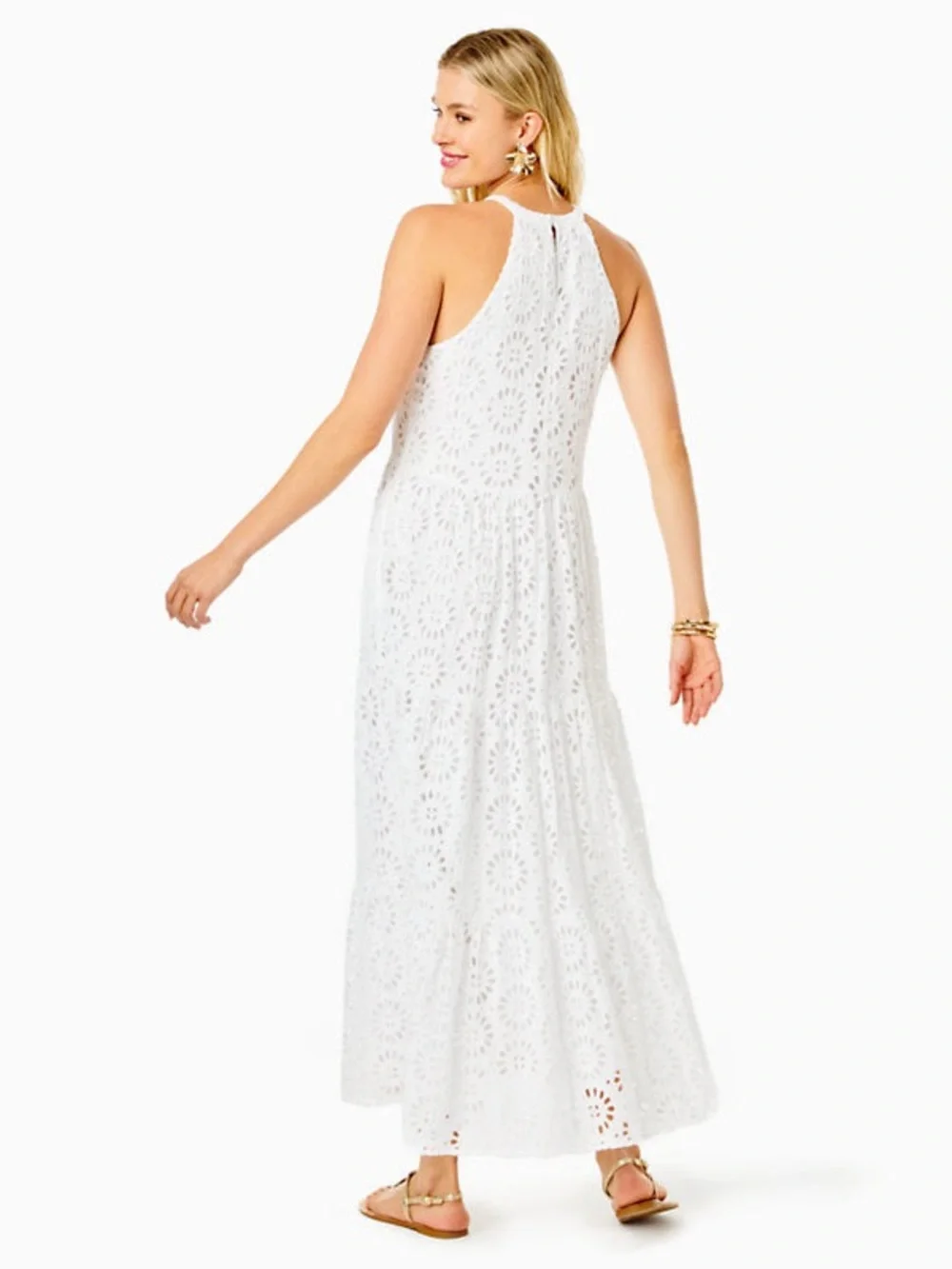 Lilly Pulitzer Beccalyn White Eyelet Halter Maxi Dress: Brand New W/Tags - Picture 3 of 7